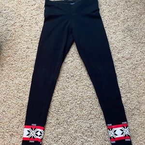 Festive snowflake PINK yoga leggings